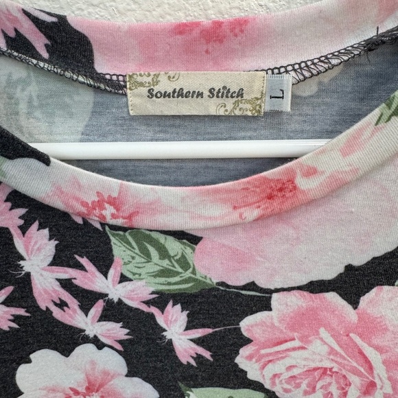 Southern Stitch Floral & Stripe Raglan Sleeve Dress | Size L - Picture 3 of 3